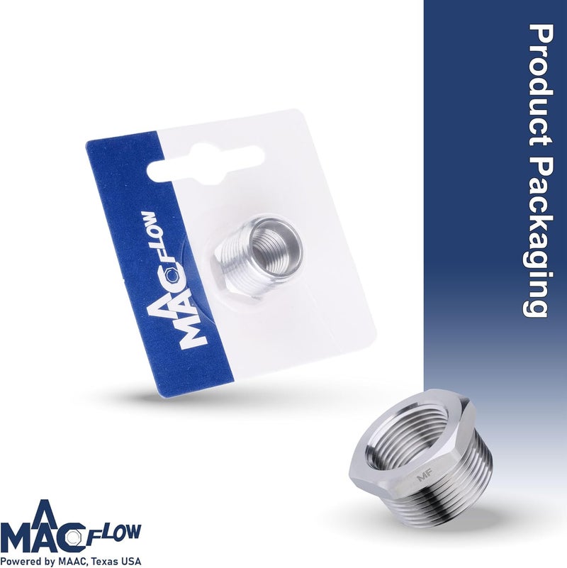 MAACFLOW Stainless Steel 3/8" Male NPT to 1/4" Female NPT Adapter Reducer Hex Bushing (Thread OD 0.65" - ID 0.44") (Pack of 1) - Image 4